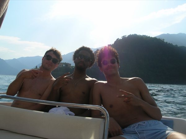 Three friends on the boat