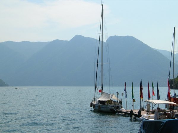 Sailboat moored at the dock