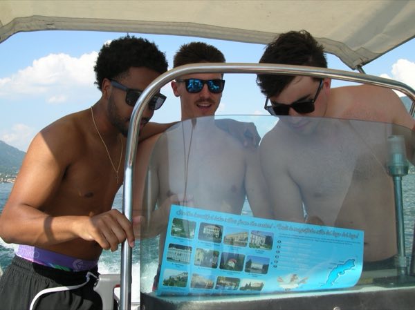 Reading the lake villas chart on the boat