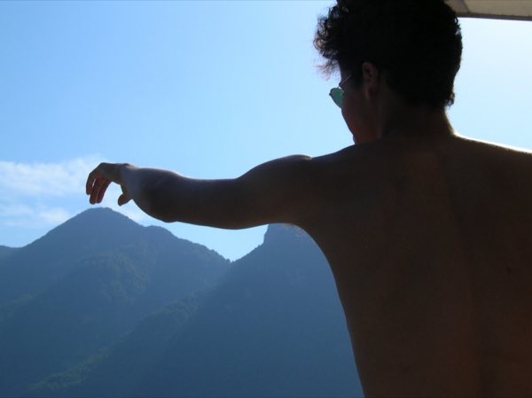 Pointing out at the mountains